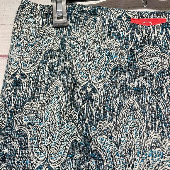 Oscar de la Renta Green Metallic Silver Woven Paisley Pattern pants size 8 NWT - Picture 2 of 14